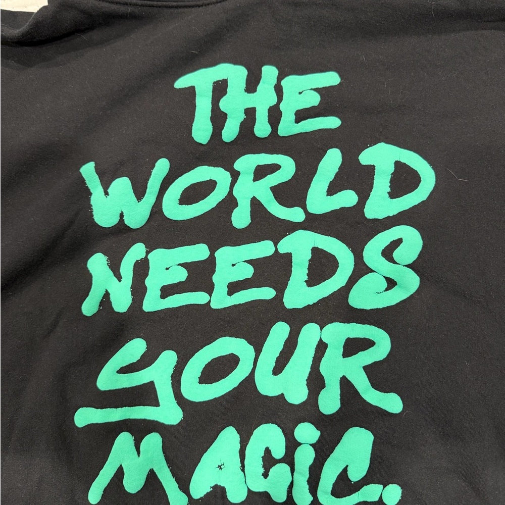 Dressed in LALA Black Sweatshirt with Green Message
